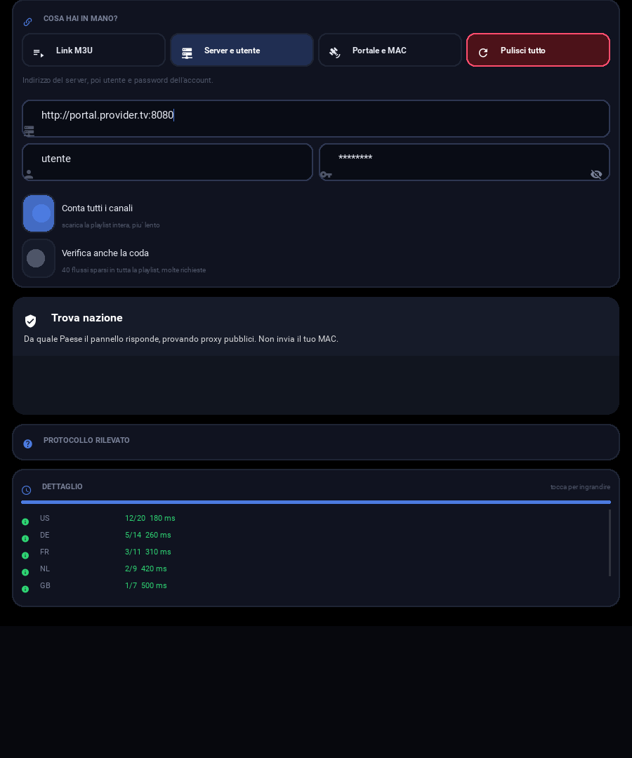 Rilevatore IPTV — Trova nazione